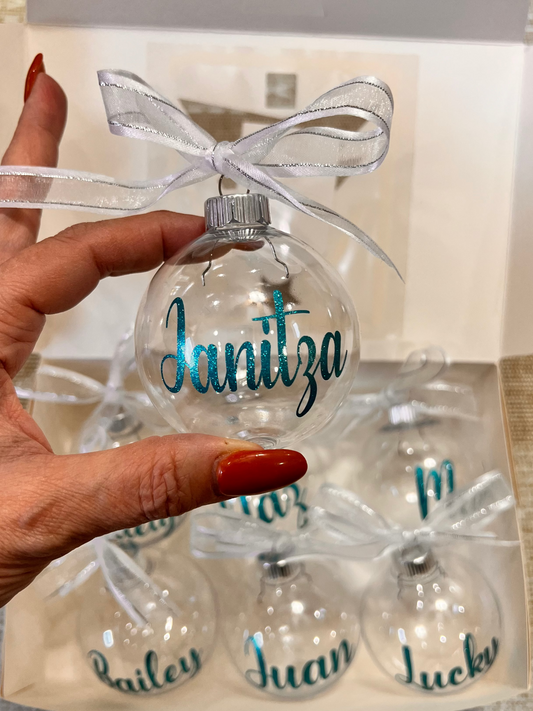 Personalized Christmas Ornaments Set of 4 - Clear