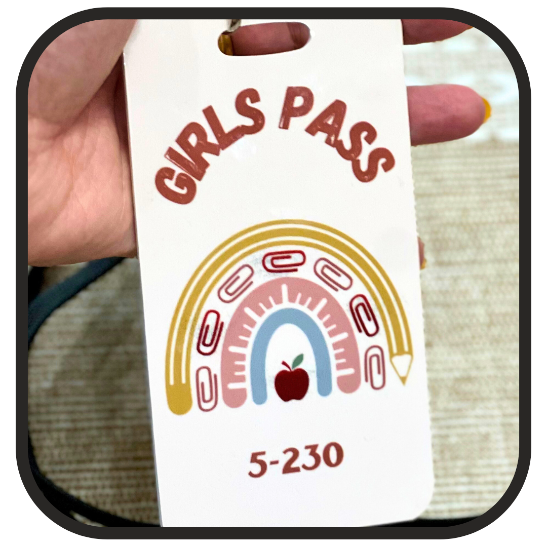 Boho Rainbow Classroom Passes, Hall Pass Set, Large Passes