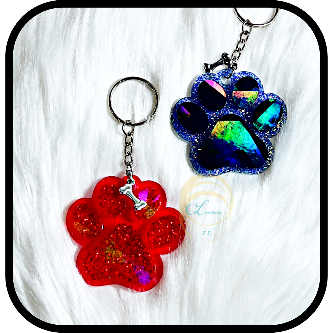 Dog Paw Holographic Keychain