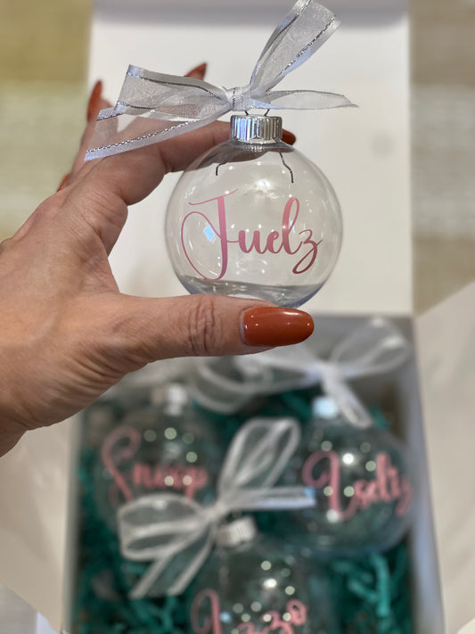 Personalized Christmas Ornaments Set of 4 - Clear