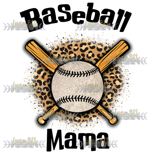 Baseball Mama Leopard Digital PNG File